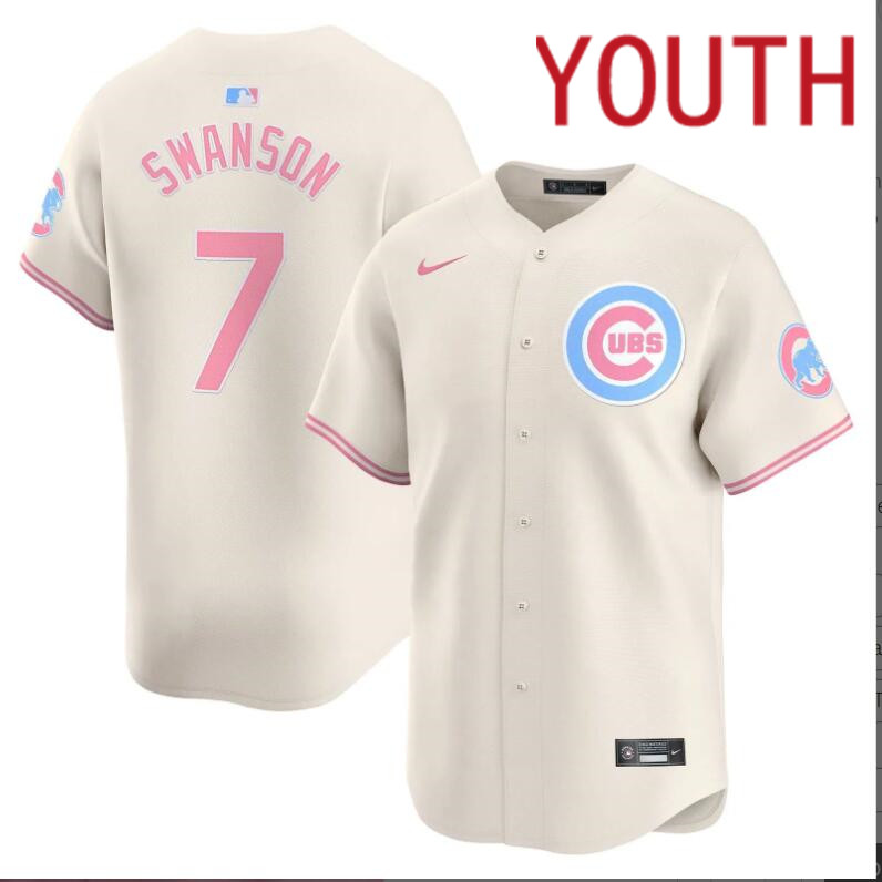 Youth  Chicago Cubs #7 Swanson cream 2024 Nike MLB jersey